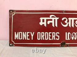 Money Order Post Office Antique Vintage Advt Tin Enamel Porcelain Sign Board
