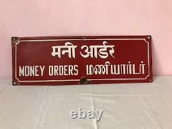 Money Order Post Office Antique Vintage Advt Tin Enamel Porcelain Sign Board