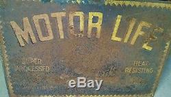 Motor Life oil sign vintage tin gas station sign original advertising