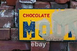 Mounds Candy Sign Vintage Embossed Tin Advertising Signage NOS with Rice Paper