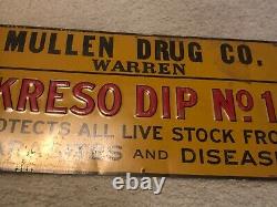 Mullen Drug Co. Vintage Tin Advertising Sign For Kresco Dip No. 1 Veterinary
