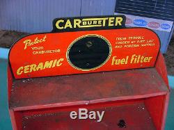 NICE 1950s Vintage CARTER CARBURETER Old Gas Station Cabinet Display Tin Sign