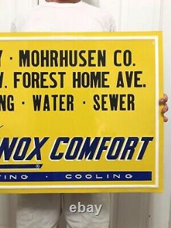 NOS Antique Vtg 1960s Metal Tin Sign Lennox Plumbing Heating Sewer Mohrusen Co
