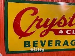 NOS Soda Sign Crystal Club Beveridges Tin Vintage Ginger Ale Advertising Store
