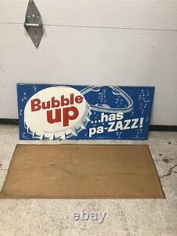 NOS VTG 50s BUBBLE UP Soda Pop Embossed Tin Advertising Metal Sign 28x12