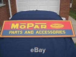 NOS Vintage Mopar Parts and Accessories Embossed Tin Sign, Exceptional