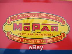 NOS Vintage Mopar Parts and Accessories Embossed Tin Sign, Exceptional