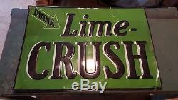 NOS! Vtg 1930s LIME CRUSH original embossed tin metal sign