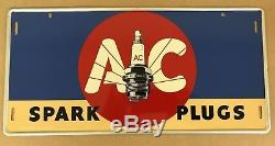 NOS graphic 1941 Vintage AC SPARK PLUG Old Gas Station Tin Sign