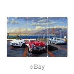 NOT Tin Vintage Metal Sign Golden Gate Corvettes Triptych 54 x 36