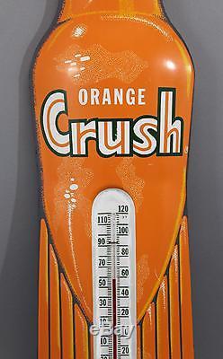 Near Mint! Vintage Orange Crush Soda Bottle Advertising Thermometer Tin Sign, NR