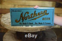Northern Wisconsin Beer Tin Over Cardboard Sign Nice Vintage Bar Breweriana RARE
