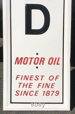 Nos Original 82 Vintage Wolf's Head Motor Oil Gas Tin Embossed Vertical Sign