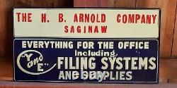 OFFICE SUPPLY ORIGINAL VINTAGE Embossed Tin Tacker Sign H. B. Arnold Co SAGINAW