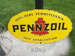 Old Vintage Pennzoil Sign Collection Tin Metal Porcelain Oil Can Rack Bottle Gas