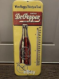 ORIGINAL 1940's Vintage DR PEPPER GOOD FOR LIFE Tin Thermometer Sign Very Nice