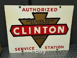 ORIGINAL Clinton Engines service station Vintage Tin Sign 24 x18 1950s gas oil