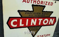 ORIGINAL Clinton Engines service station Vintage Tin Sign 24 x18 1950s gas oil