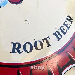 ORIGINAL Frostie Root Beer Bottle Cap Advertising Tin Sign Soda Vintage