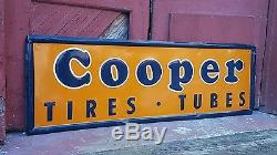Original Vintage Embossed Tin Cooper Tires Sign Gas Oil Garage