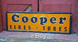 Original Vintage Embossed Tin Cooper Tires Sign Gas Oil Garage