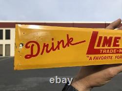 ORIGINAL Vintage 5 Cent LIME COLA DOUBLE SIZE Tin Tacker Embossed Soda Sign