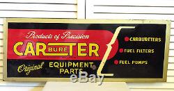 Old 1940s Sign Vintage Carter Carburetor Gas Station Fuel Tin Metal Original