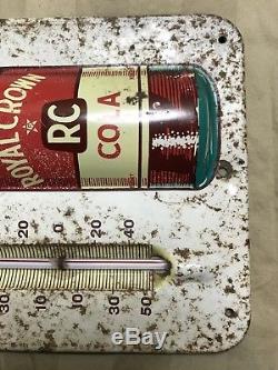 Old / Aged / Vintage Royal Crown Cola Thermometer RC Metal / Tin Soda Sign