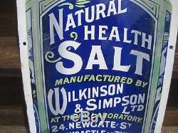 Old Antique Vintage Shop Advert Enamel Sign Simpson Health Salt Newcastle Tin