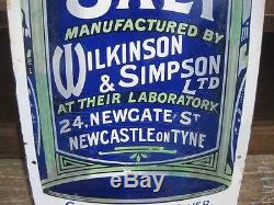 Old Antique Vintage Shop Advert Enamel Sign Simpson Health Salt Newcastle Tin