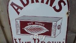 Old Enamel Sign Vintage Shop Advert Adkin's Nut Brown Tobacco Packet Tin Metal