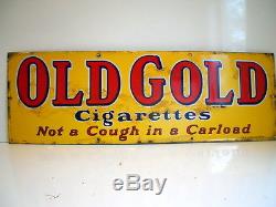 Old Gold Not A Cough In A Carload Original Vintage Tin Sign
