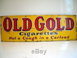 Old Gold Not A Cough In A Carload Original Vintage Tin Sign