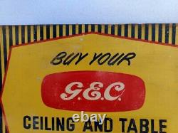 Old Rare Vintage Collectible G. E. C. Ceiling And Table Fans Litho Print Tin Sign
