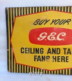 Old Rare Vintage Collectible G. E. C. Ceiling And Table Fans Litho Print Tin Sign