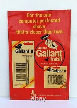 Old Rare Vintage Gallant Twin Blade Shaving Advertise Lithograph Tin Sign Board