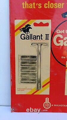 Old Rare Vintage Gallant Twin Blade Shaving Advertise Lithograph Tin Sign Board