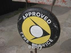 Old Vintage Classic Tin Garage Sign N0t Enamel Petrol Gas Pump Dunlop Tire Tyre