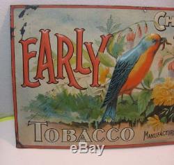 Old Vintage Early Bird Tobacco Tin Sign Cigar Cigarette P H Hanes Winston Nc
