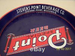 Old Vintage Early Stevens Point Beer Metal Tin Advertising Tray Sign RARE