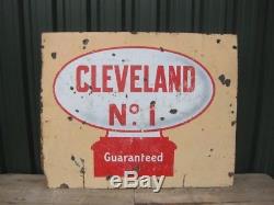 Old Vintage Garage Enamel Sign Car Oil Globe Tin Can Cleveland Petrol Gas Pump