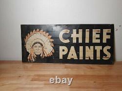 Old Vintage Indian Picture Face Double Sided Chief Paints Advertising Tin Sign
