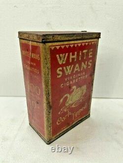 Old Vintage White Swans Virginia Cigarettes Adv. Sign Iron Tin Box, London