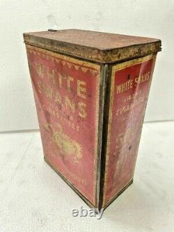 Old Vintage White Swans Virginia Cigarettes Adv. Sign Iron Tin Box, London