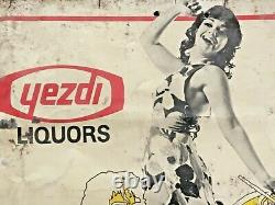 Old Vintage Yezdi Liquors Mysore Rare Adv. Iron Tin Sign Board Collectible