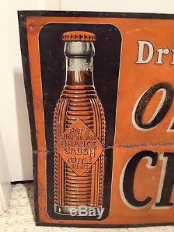 Orange Crush Tin Sign Advertising 1926 collectible Soda vintage Embossed Rare