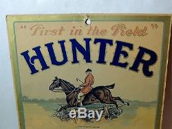 Orig. Antique vtg c1890s HUNTER CIGAR Cardboard Tobacco SIGN Horse Hunting 12