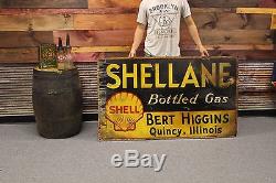 Original 1920's Shell Gasoline Tin Sign. Vintage Shell Gas Oil Rare