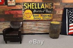 Original 1920's Shell Gasoline Tin Sign. Vintage Shell Gas Oil Rare