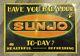 Original 1930s Sunjo Embossed Tin Soda Sign Vtg Old Advertising